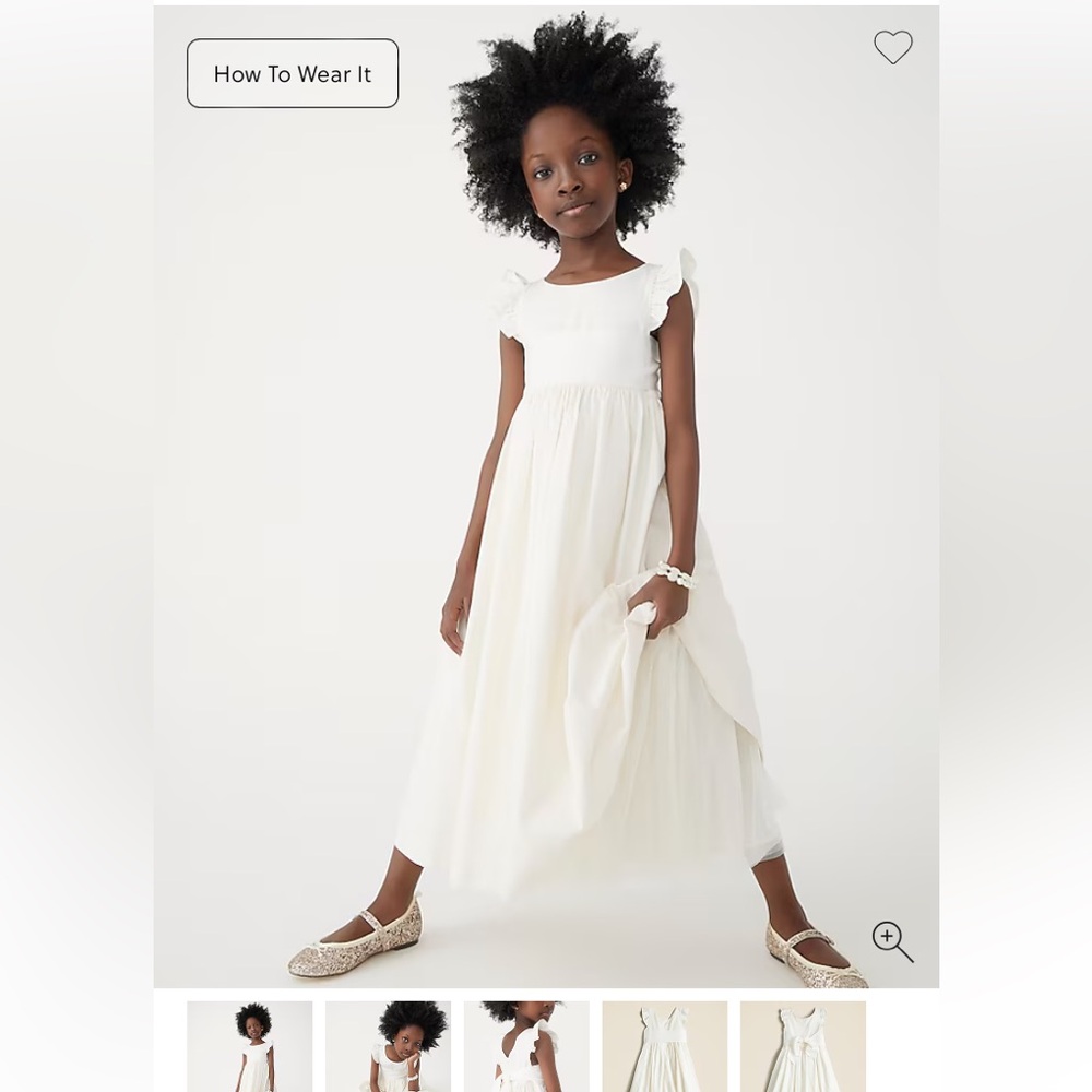 NWT JCrew Girls Flutter Sleeve Ivory Dress Perfect for Easter or Wedding